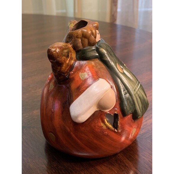 Candle Holder Round Ball Roly Poly Angel Delton Products Hand Painted Cut Out - Picture 2 of 11